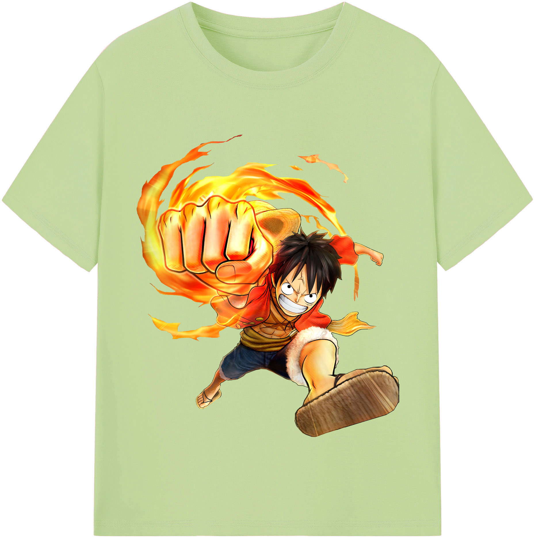 ワンピース モンキー・D・ルフィ ONE PIECE Monkey D. Luffy 綿100％半袖Tシャツ（フロントプリント）